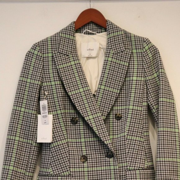 Aritzia Green and Black Plaid Blazer - Picture 3 of 6